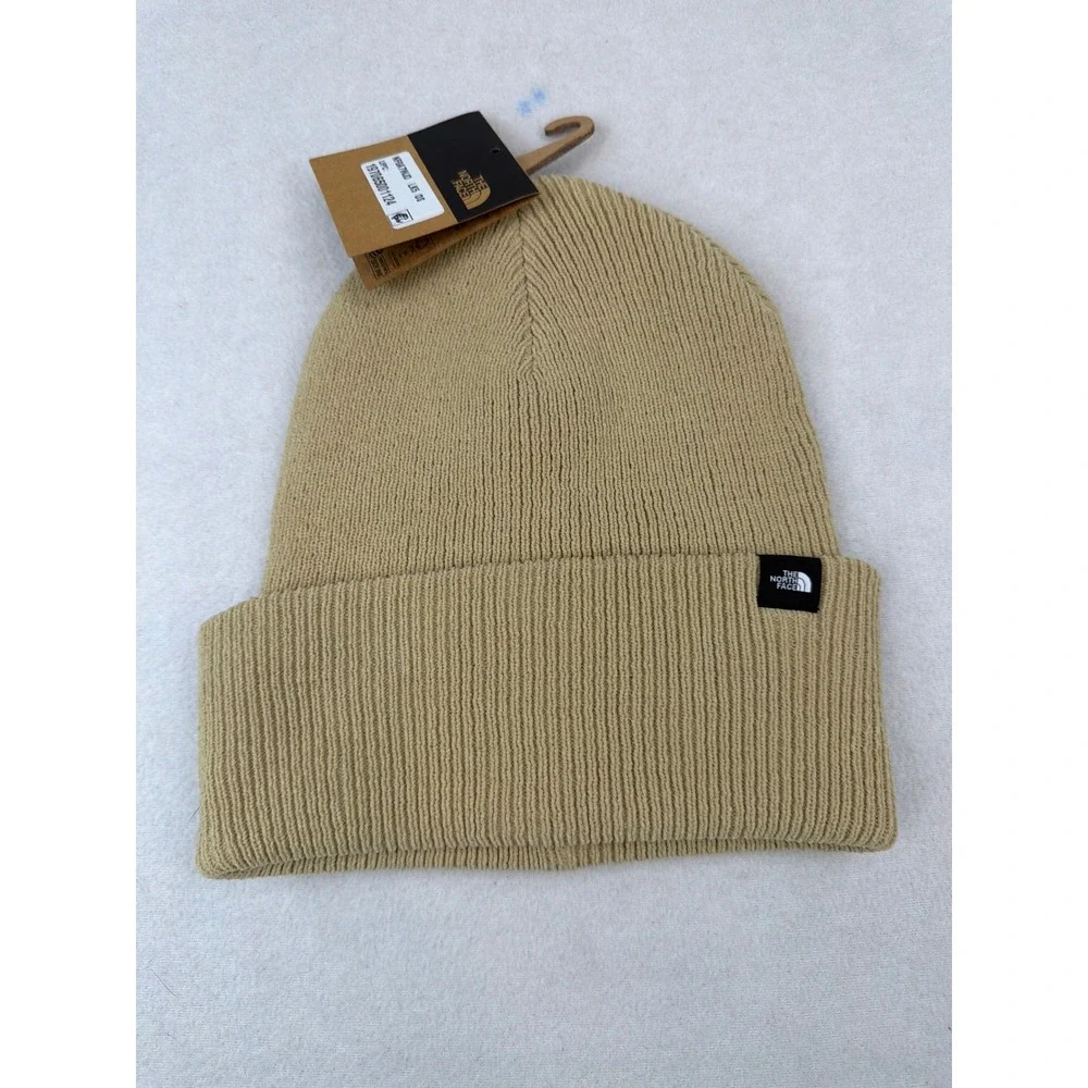 The North Face Urban Cuff Beanie Khaki Stone Tan Ribbed Knit Hat Unisex NWT